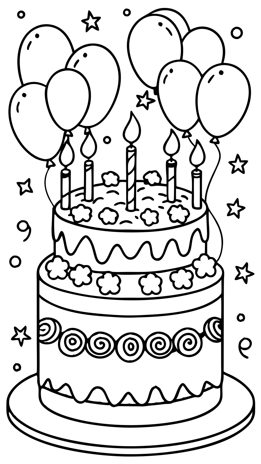 printable birthday cake coloring page